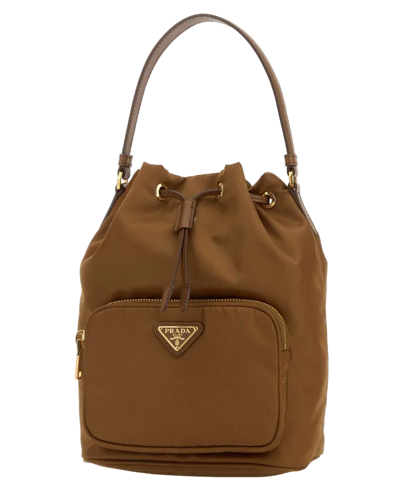 Prada Tessuto Bucket Bag — Brown Brown