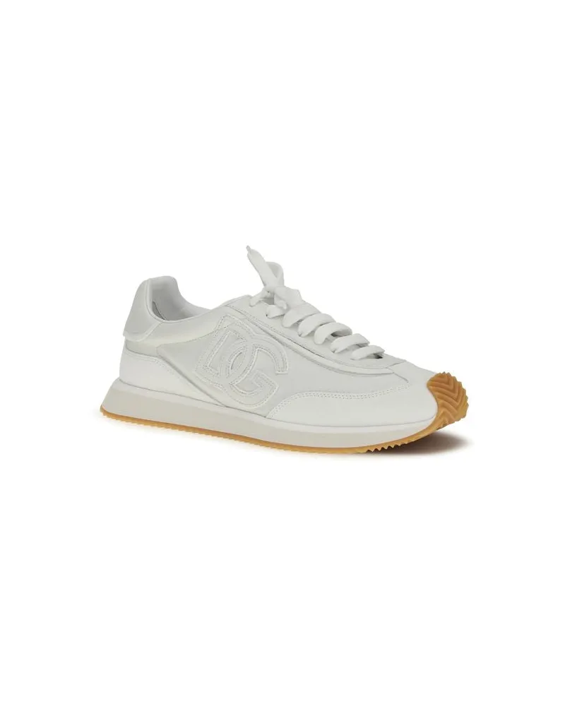 Dolce & Gabbana Men's White Calf Leather Bos Taurus Athletic Sneakers White