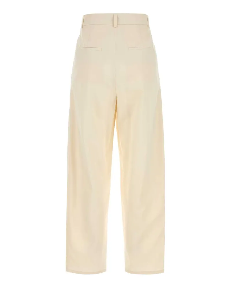 Max Mara Women's Ivory Cotton Duomo Pant Bianco Exterior: Pantaloni Trousers White