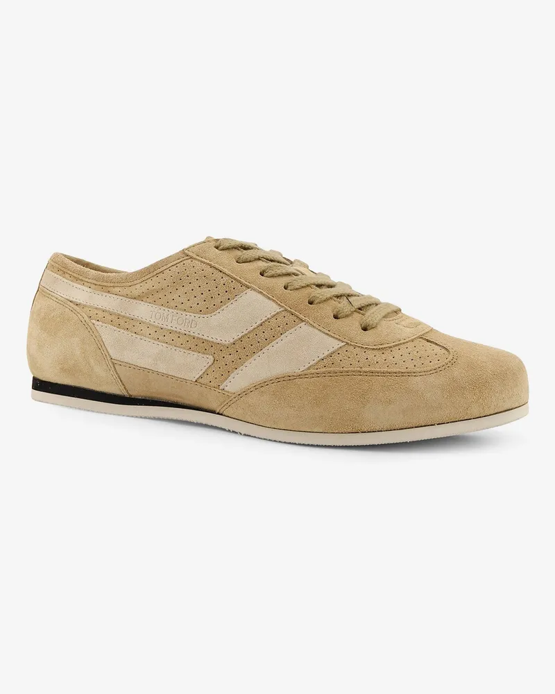 Tom Ford Men's Sneakers Brook Suede Beige Leather-Rubber Trainers Leather/rubber Beige