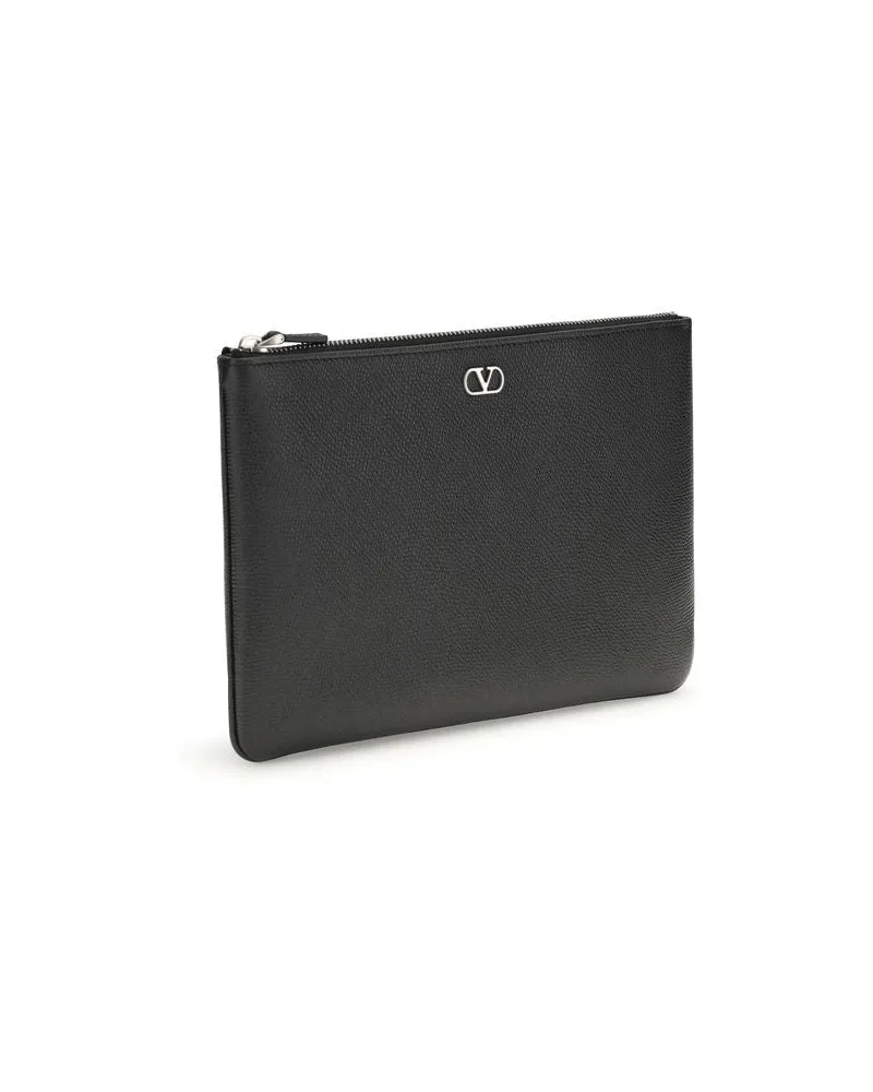 Valentino Garavani Men's Black Calf Leather Bos Taurus Clutch Bag Black