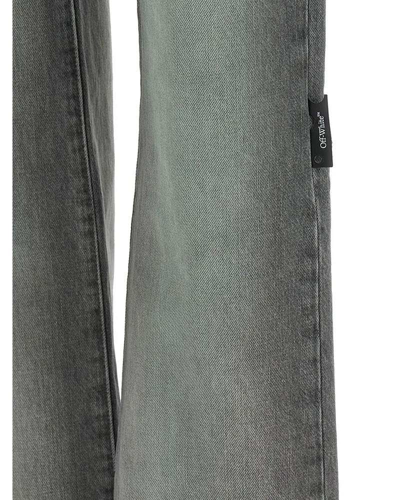 OFF-WHITE Women's Gray Cotton Straight-Leg Jeans Clothing Gray