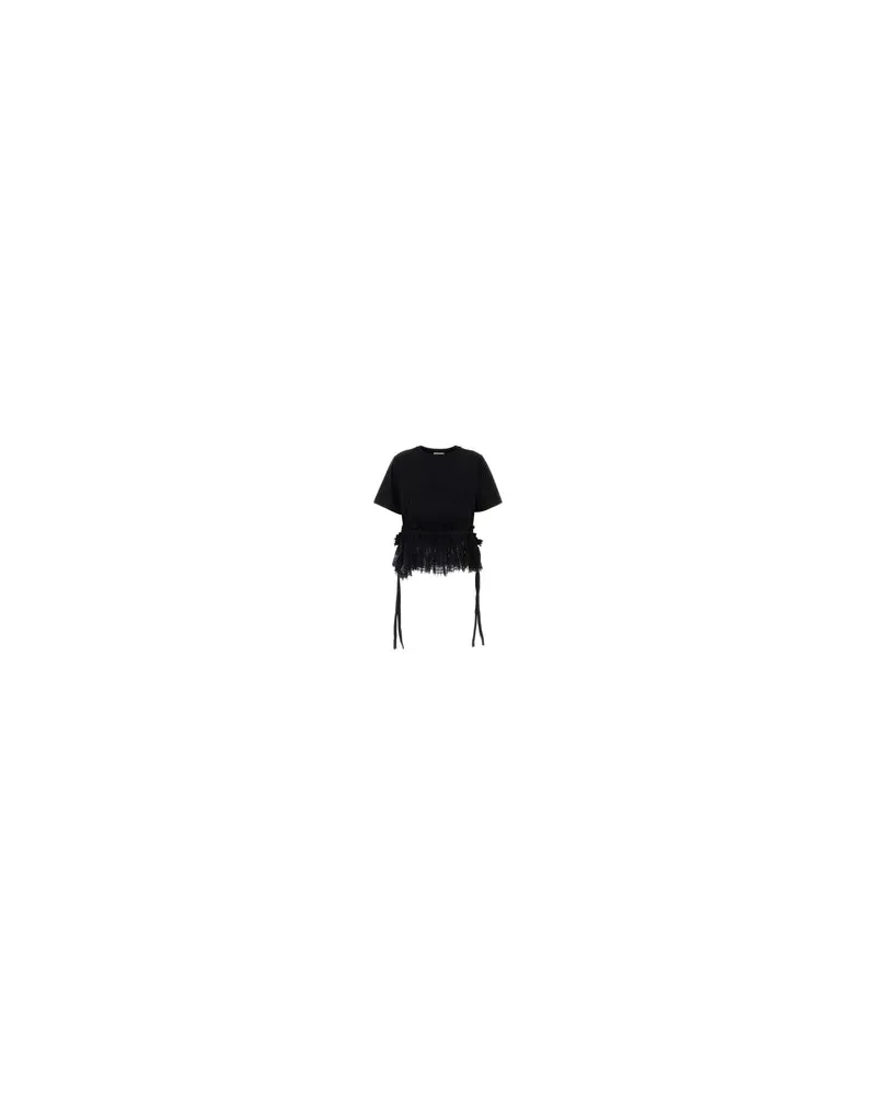 Alexander McQueen Black Exterior: Cotton T-Shirt T-shirts And Polos Black