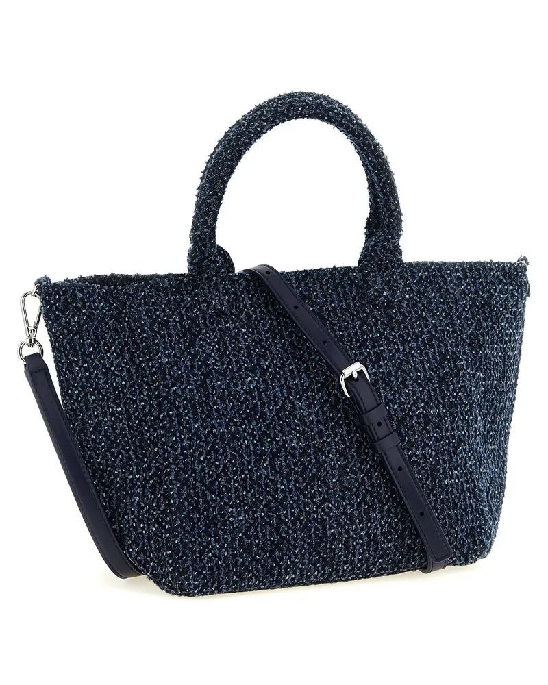 Ganni Embroidered Bear Tweed Tote Bag — Navy Navy