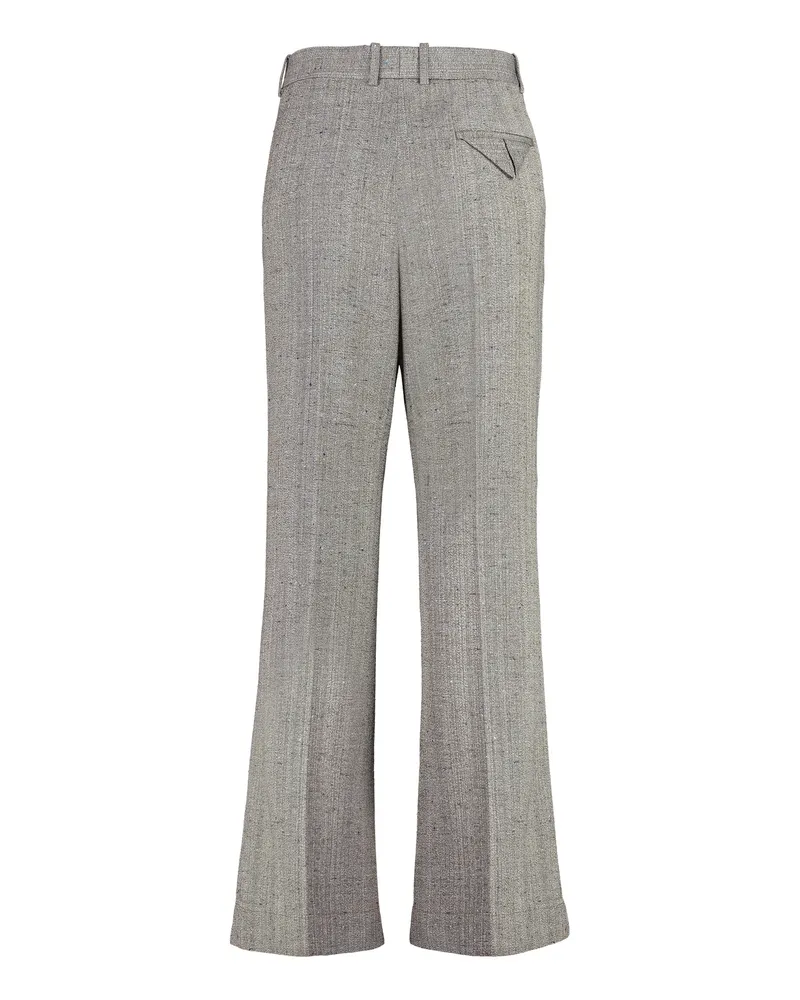 Bottega Veneta Women's Gray Viscose-Silk Flared Trousers Gray