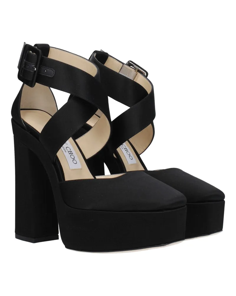 Jimmy Choo Women's Black Satin Platform Sandals Black