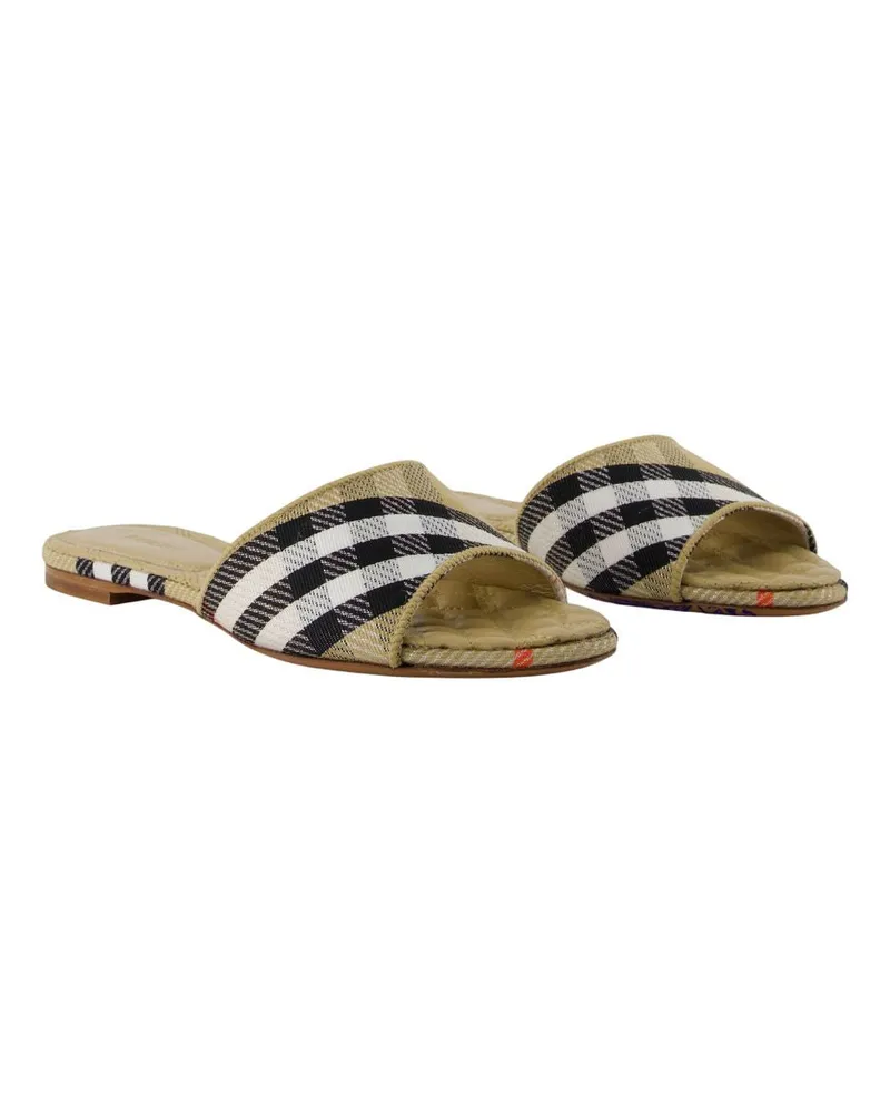 Burberry Women's Lf Sloane Check Sandals -  Synthetic Multicolor Shoes Mules Beige