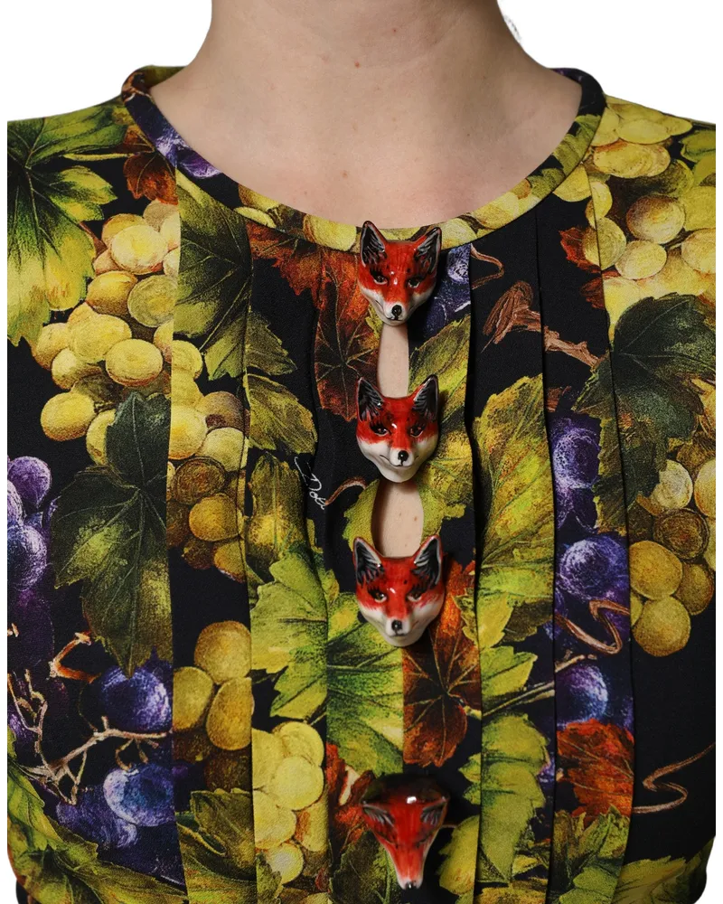 Dolce & Gabbana Women's Multicolor Grape Print Longsleeve Midi Dress Viscose Elastane Multicolor