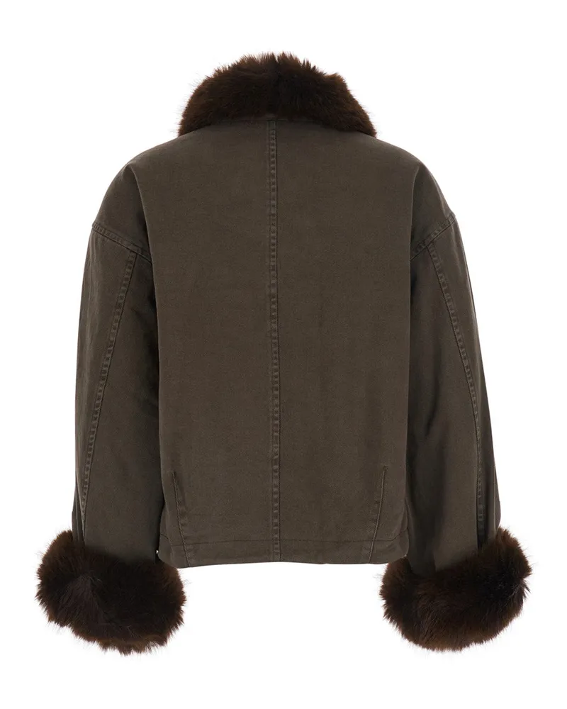 Pinko Women's Jacket Fox Effect Brown Cotton Coat Brown