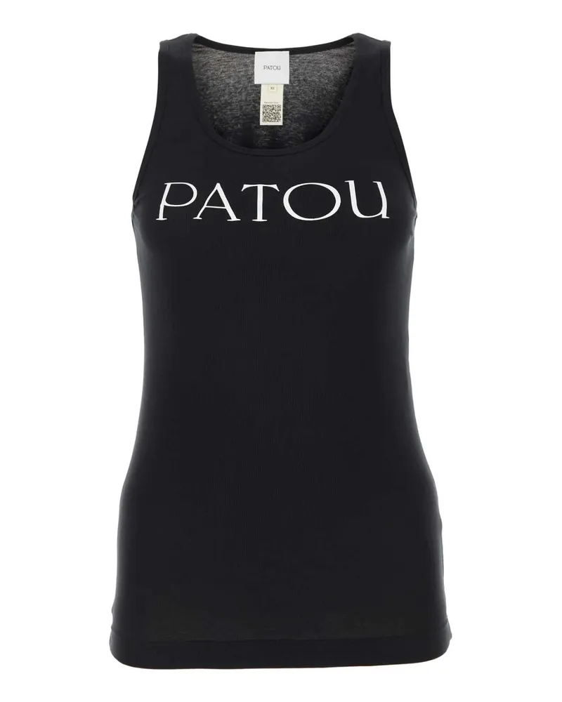 Patou Logo-Printed Cotton Tank Top — Black Black