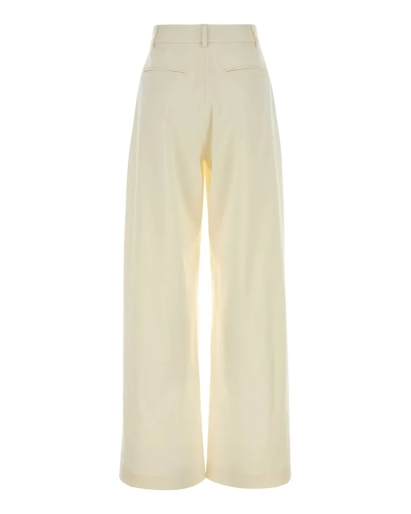 Giuseppe di Morabito Women's Ivory Wool Palazzo Pant White Exterior: Virgin Pantaloni Trousers White