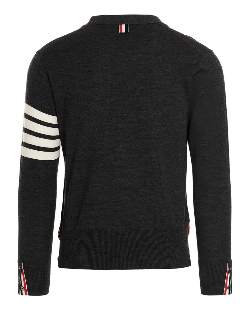 Thom Browne Merino Wool 4-Bar Stripe Cardigan — Gray Gray