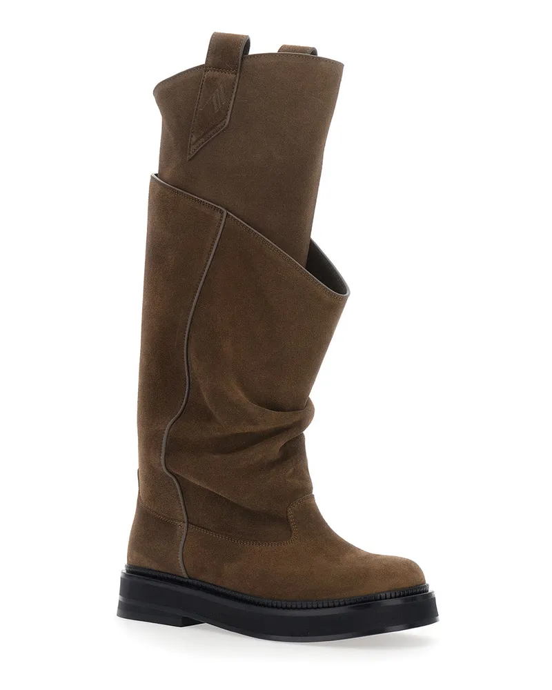 ATTICO Women's Boots Robin Passeggiata Suede Brown Brown