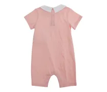 Logo-Embroidered Cotton Romper — Pink