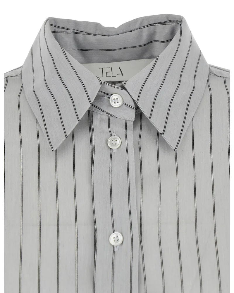 TELA Women's Shirt Lyocell-Silk Grey Blouses Gray