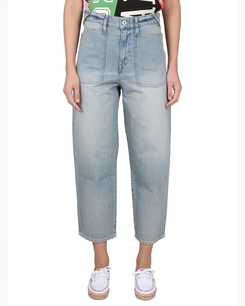 Kenzo Carrot Fit Cotton Jeans — Blue Blue