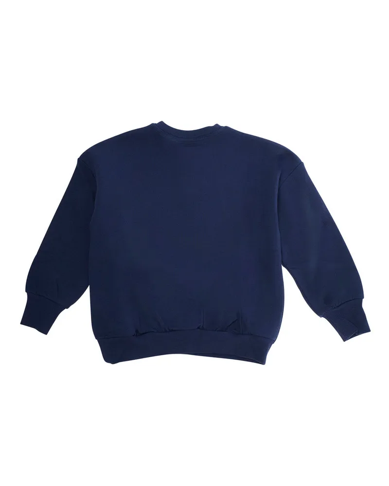 Mini Rodini Boys' Blue Sweatshirt With Dino Patch Cotton Hoods & Sweatshirts Navy