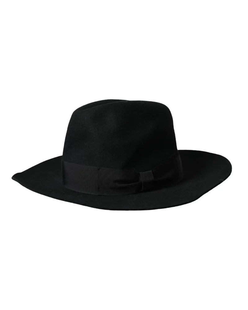 Dolce & Gabbana Black Rabbit Fedora Trilby Women Hat Cotton Acetate Black