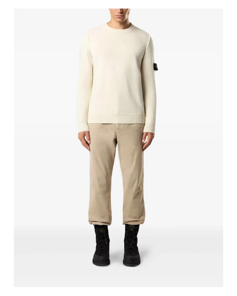 Stone Island Wool-Blend Knit Sweater — Beige Beige