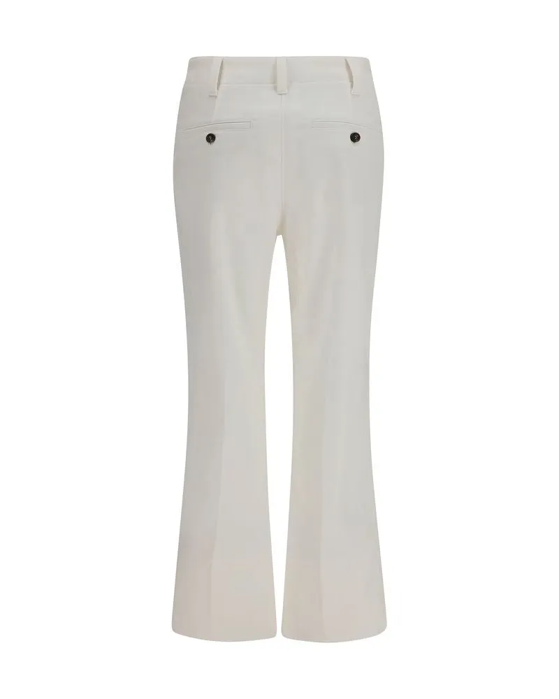 Brunello Cucinelli Women's White Cotton Flared Pants White
