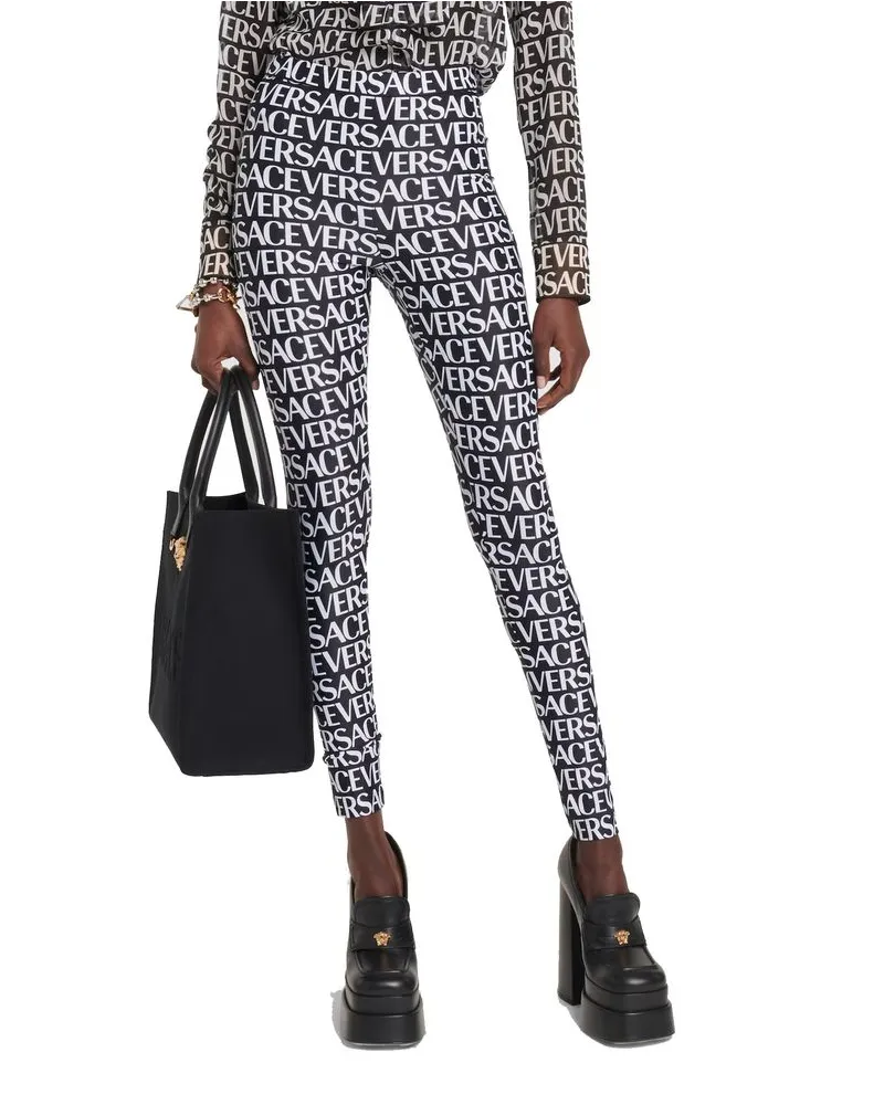 Versace Women's Black Elastane Leggings Clothing Black