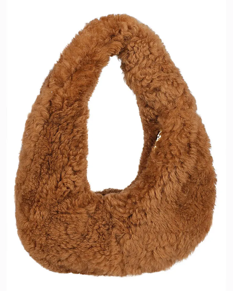 Anita Bilardi Faux Fur Shoulder Bag — Camel Camel