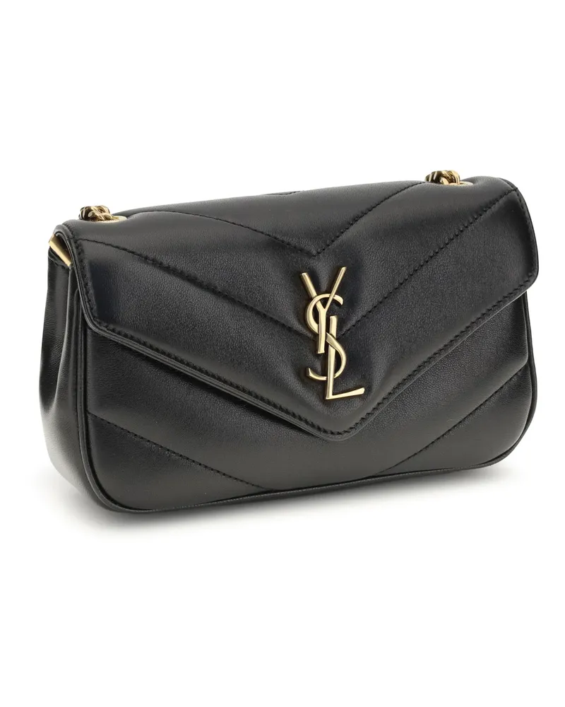 Saint Laurent Lou Mini Shoulder Bag — Black Black