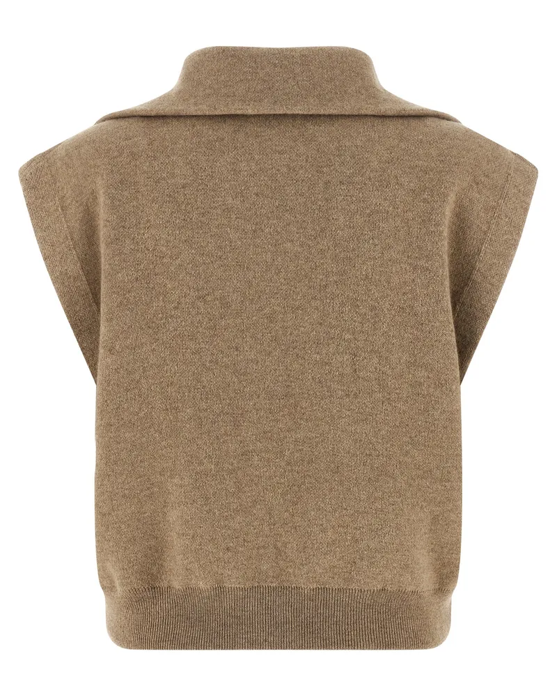 Brunello Cucinelli Women's Beige Cashmere Sleeveless Jacket Clothing Beige