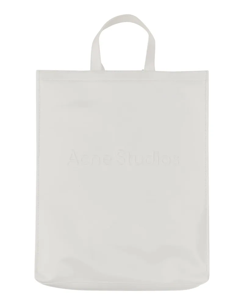 Acne Studios Women's Tote Bag With Embossed Logo White Polyurethane Shoulder White