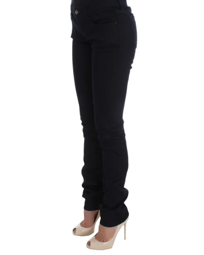 CoSTUME NATIONAL Women's Blue Cotton Blend Slim Fit Jeans Clothing Navy