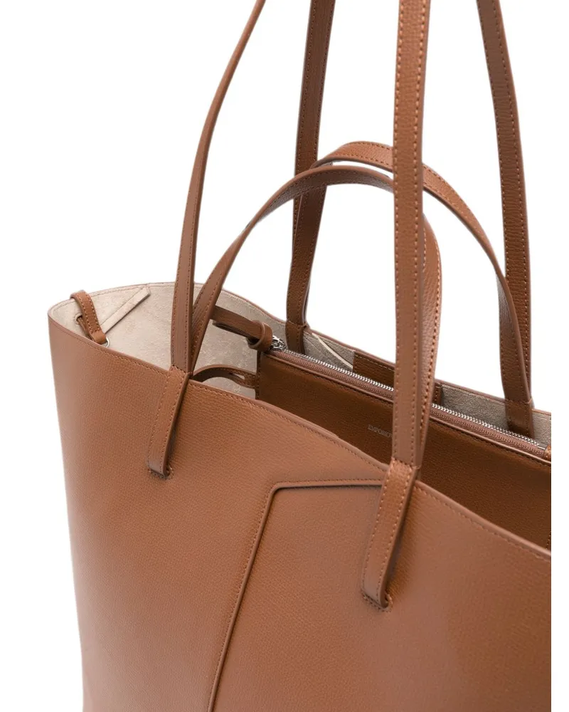 Emporio Armani Grained Leather Tote Bag — Brown Brown