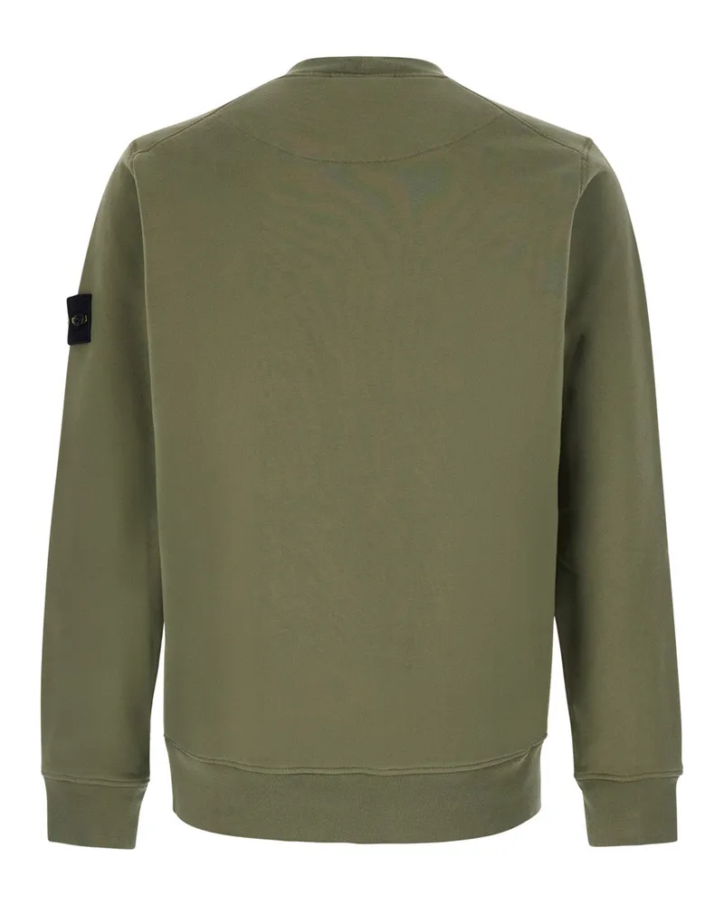 Stone Island Men's Crewneck Sweatshirt Green Cotton Sweatshirts Sweater Green