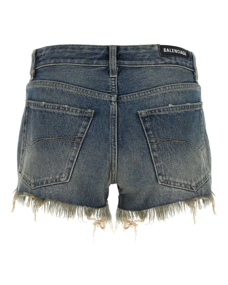 Balenciaga Women's Denim Shorts Bluerust Exterior: Cotton Blue