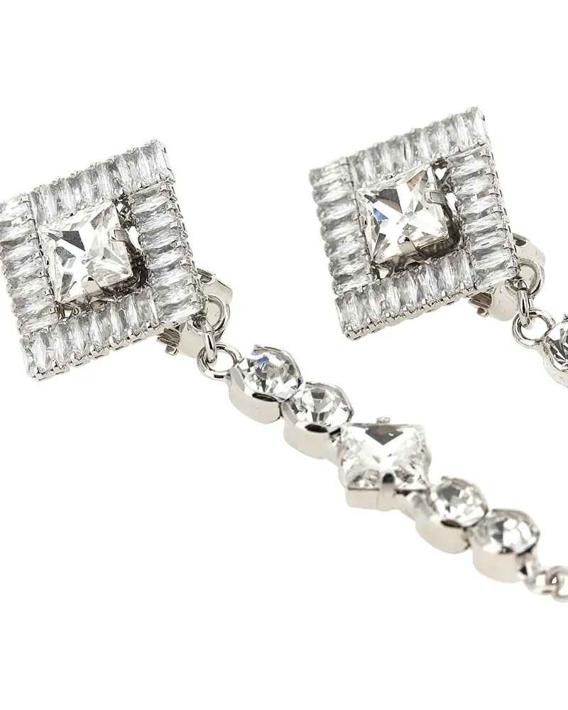 Alessandra Rich Crystal and Pearl Chandelier Earrings — Silver Silver