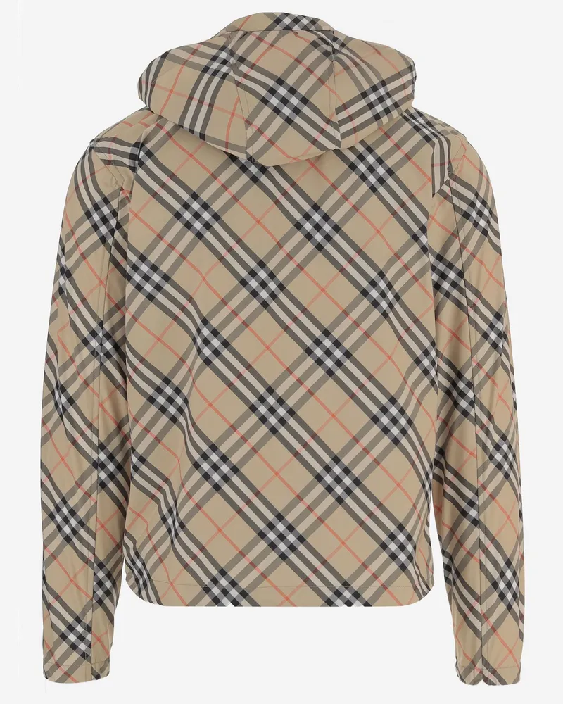 Burberry Men's Nylon Jacket With Check Pattern Polyester Beige