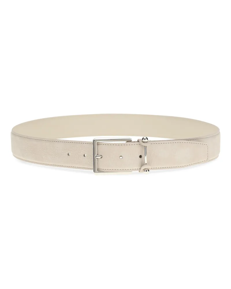 Christian Louboutin Men's Leather Belt Beige-Silver Calf Bos Taurus E Braces Beige/silver Beige