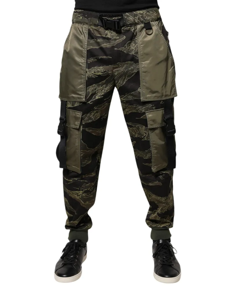 Dolce & Gabbana Men Green Cotton Jogger Cargo Pants Nylon Polyester Green