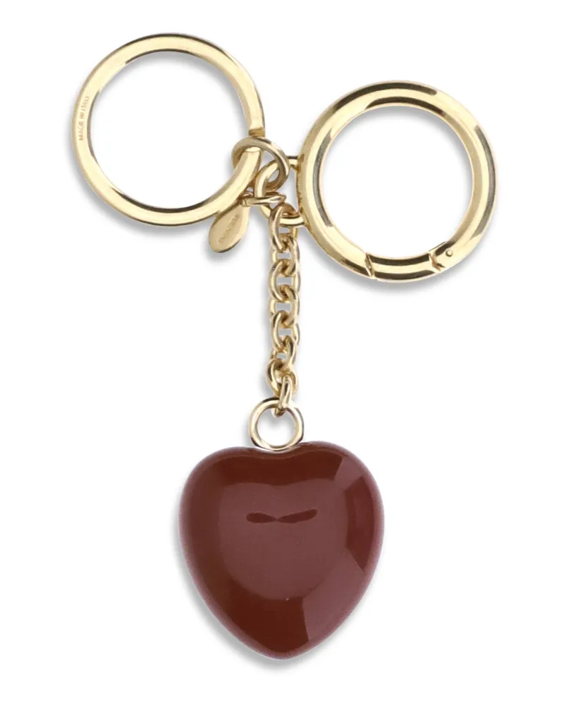 Valentino Garavani Women's Vlogo Keychain Antique Brass-Rosso Brass Keyrings E Chains Brass/rosso Bronze