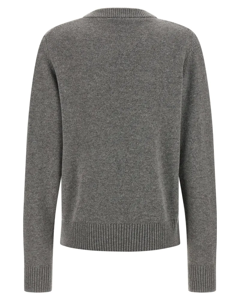 Ganni Teddy Bear Intarsia Graphic Sweater — Grey Grey