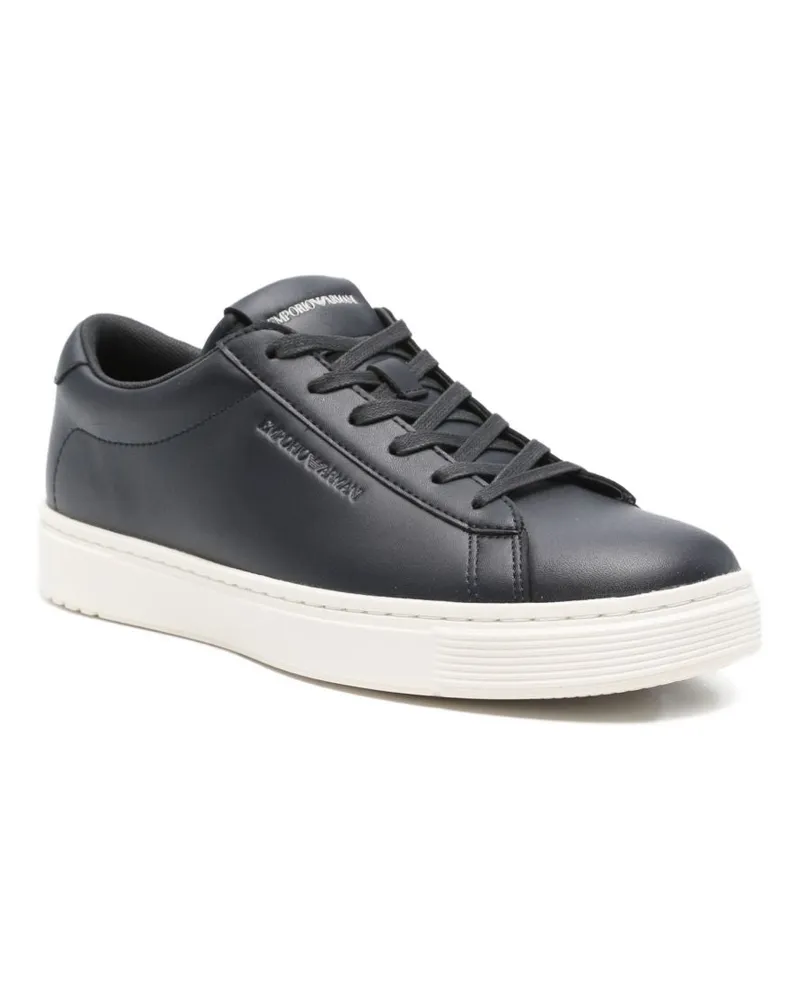 Emporio Armani Leather Low-Top Sneaker — Black Black