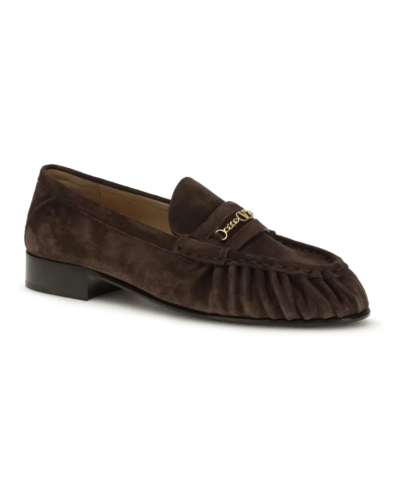 Valentino Garavani Women's Suede Loafers Testa Di Moro Brown