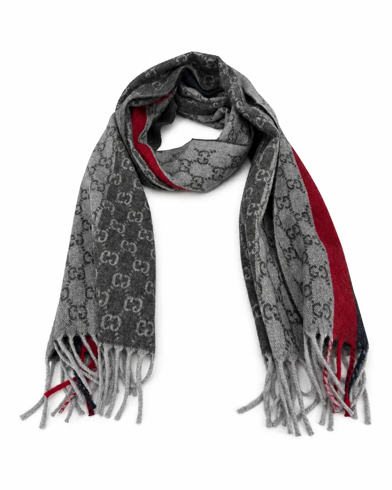 Gucci GG Monogram Cashmere & Wool Scarf — Gray Gray