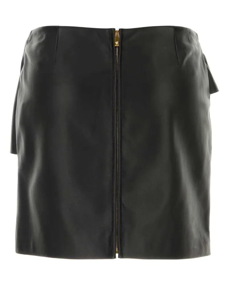 Versace Women's Black Leather Mini Skirt Gonne Black