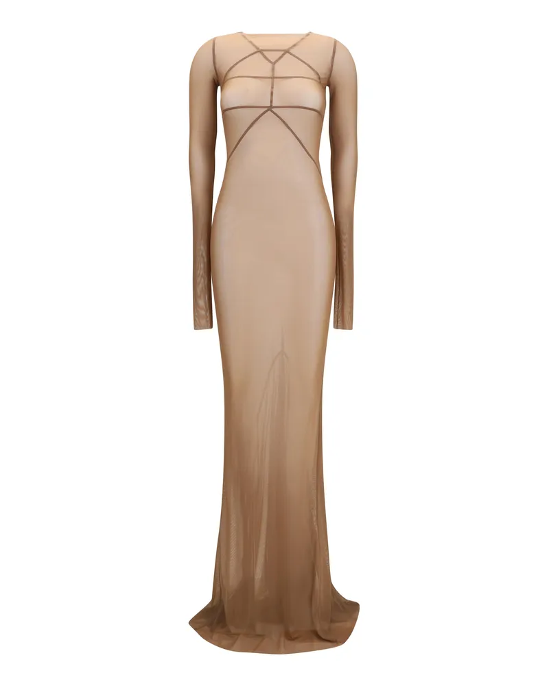 Rick Owens Women's Dress Sheer Tulle Brown Polyamide Brown
