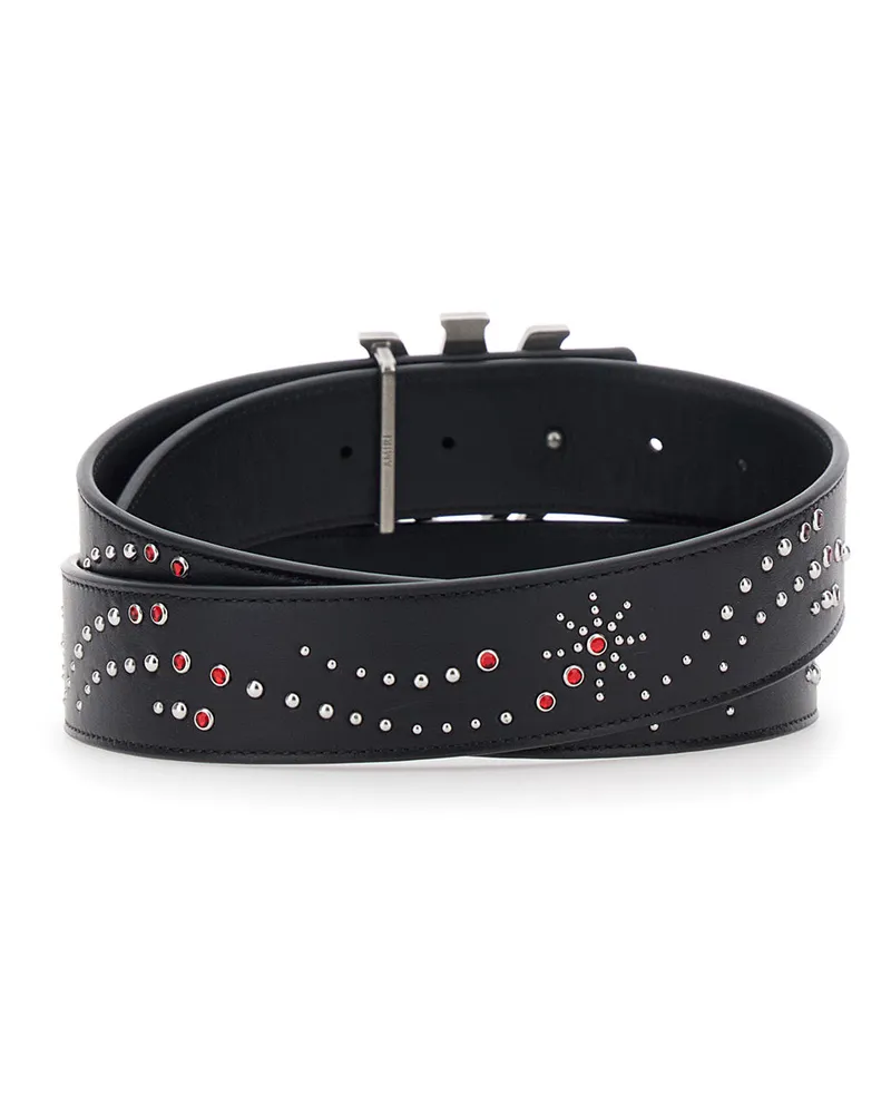 Amiri Men's Belt Logo Buckle Black Leather Cow Black