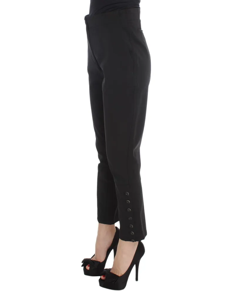 Ermanno Scervino Women Black Cotton Blend Capri Cropped Pants Black