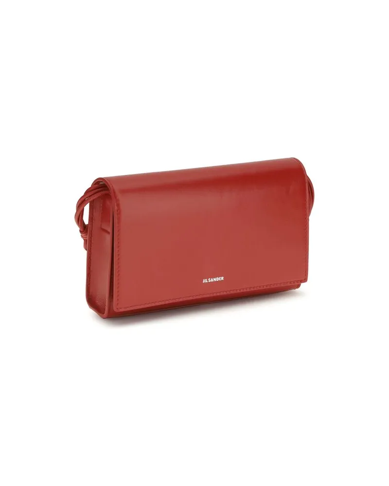 Jil Sander Women's Black Calf Leather Bos Taurus Wallet Red
