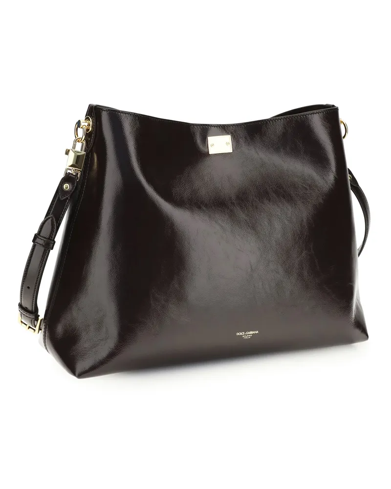 Dolce & Gabbana Women's Shoulder Bag Vittoria Chocolate Leather Calf Brown