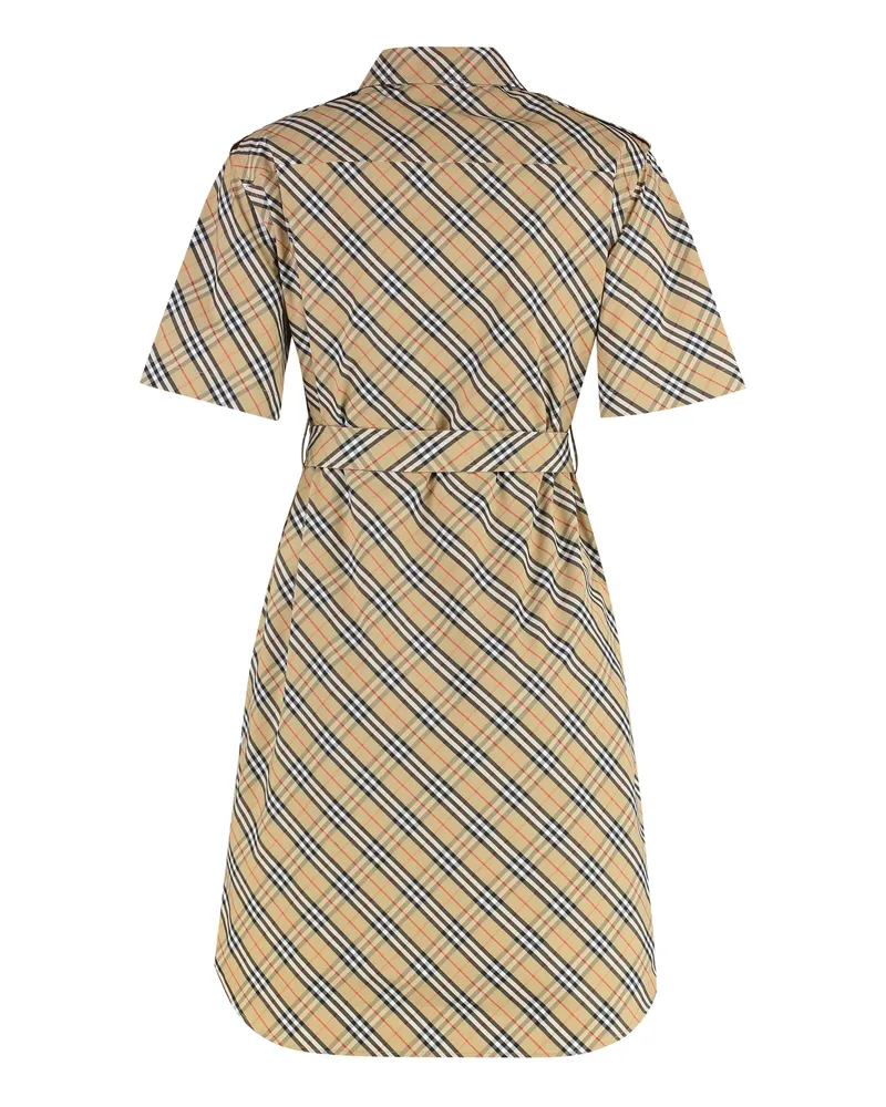 Burberry Women's Cotton Shirtdress With Coordinated Waist Belt Beige Dress Beige