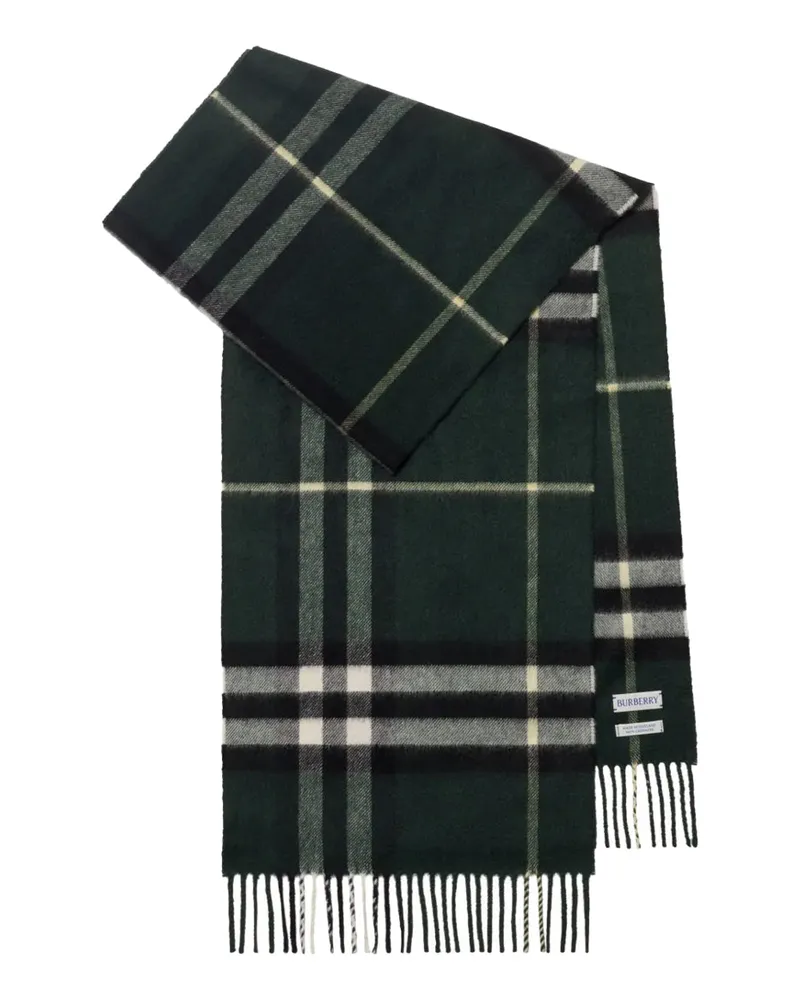 Burberry Cashmere Check Scarf — Green Green